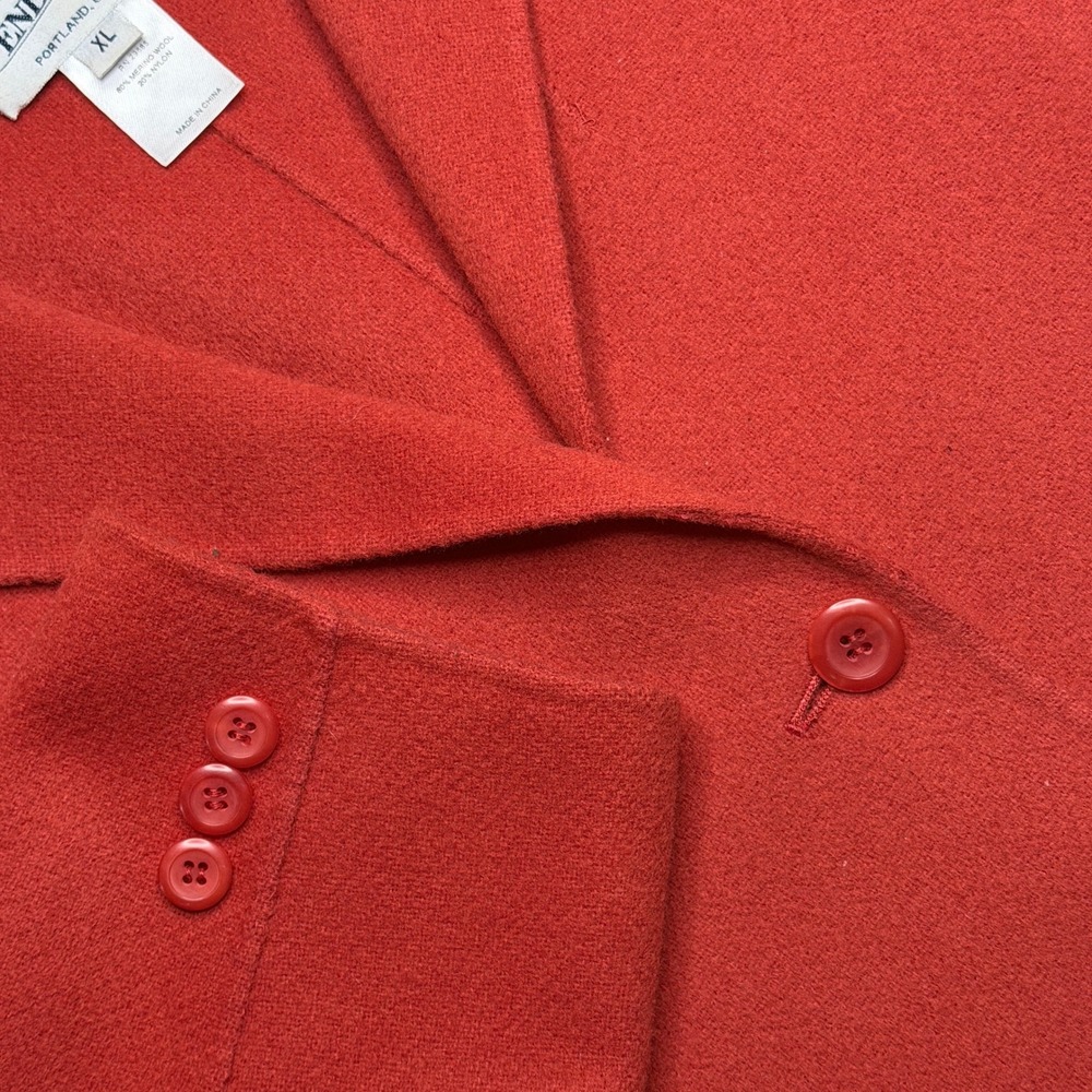 Pendleton Blazer Jacket Women XL Red Merino Wool Blend 3 Button Patch Pockets